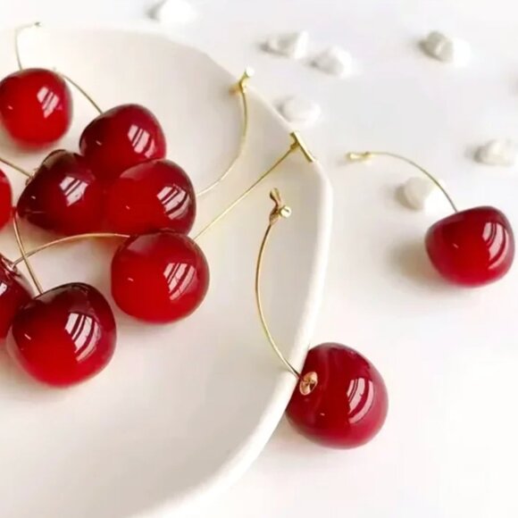 Sweet Red Cherry Dangle Earrings
